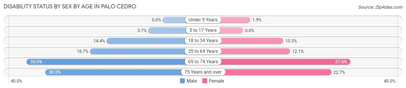 Disability Status by Sex by Age in Palo Cedro