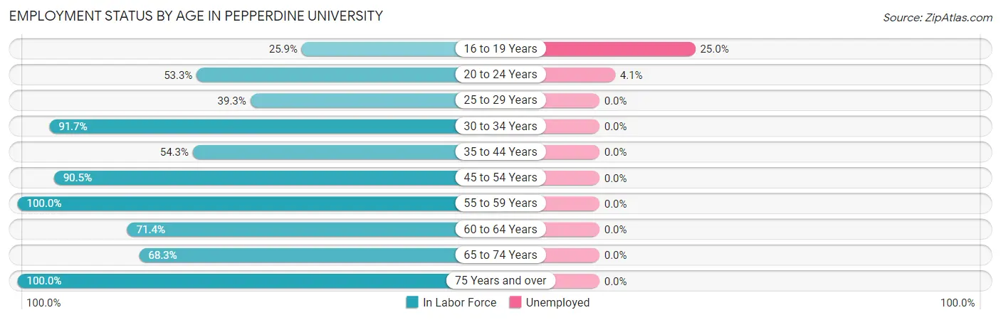 Employment Status by Age in Pepperdine University