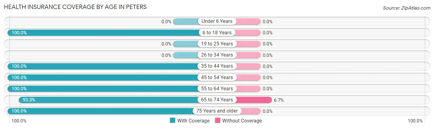 Health Insurance Coverage by Age in Peters