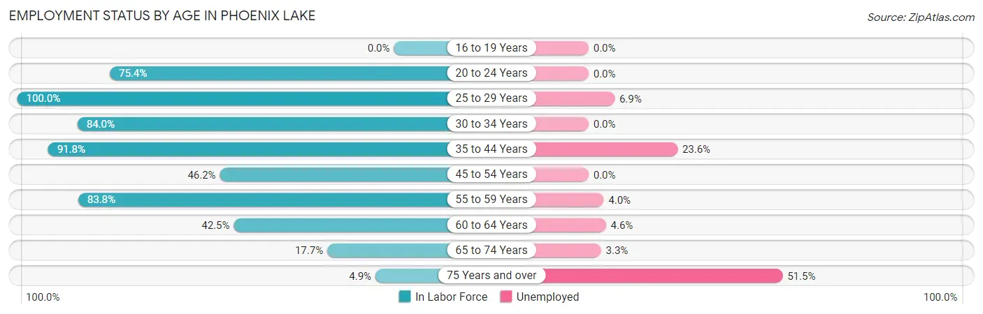 Employment Status by Age in Phoenix Lake