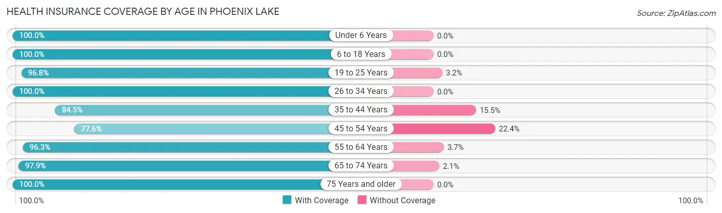 Health Insurance Coverage by Age in Phoenix Lake