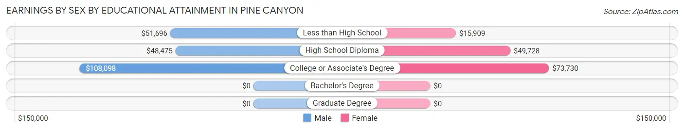 Earnings by Sex by Educational Attainment in Pine Canyon