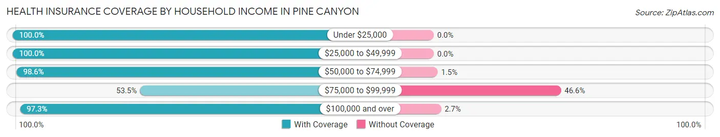 Health Insurance Coverage by Household Income in Pine Canyon