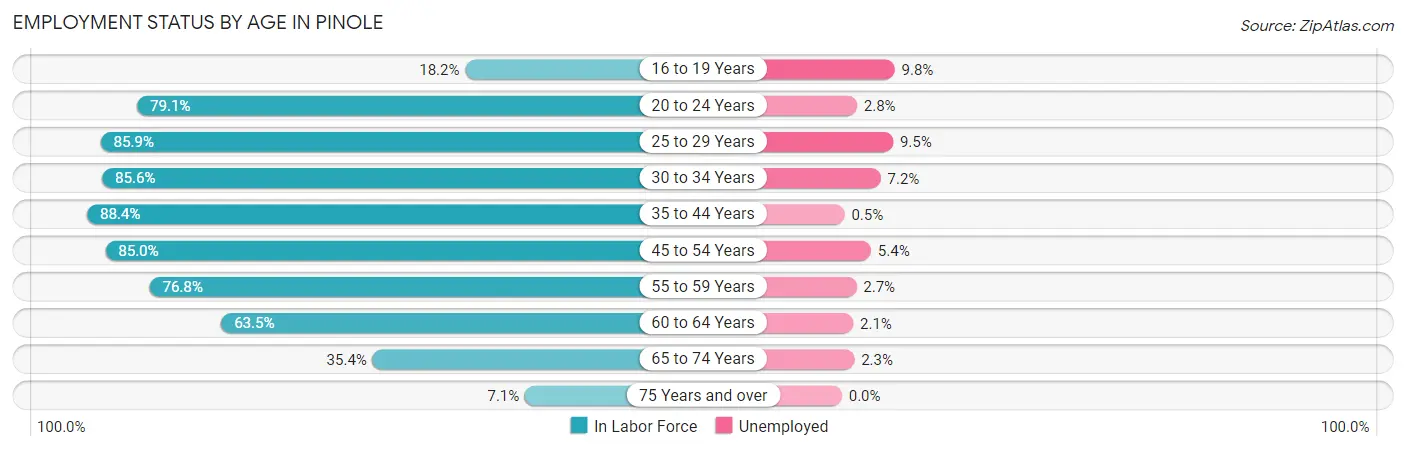 Employment Status by Age in Pinole