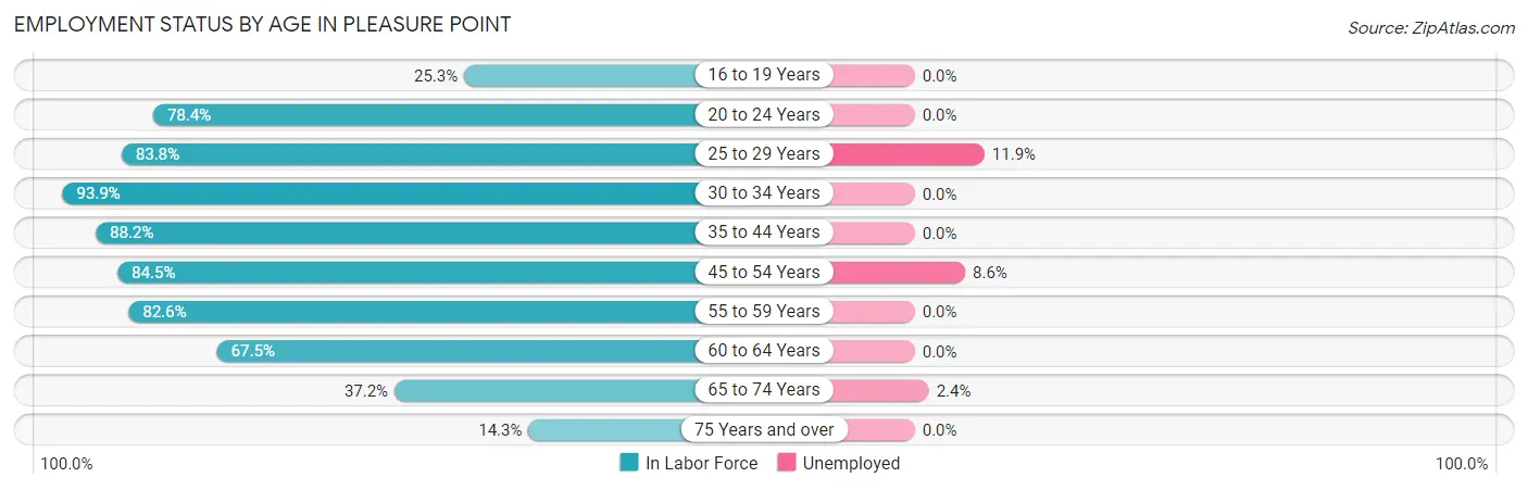 Employment Status by Age in Pleasure Point