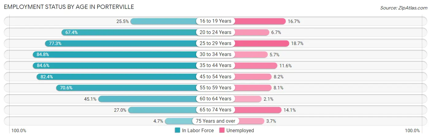 Employment Status by Age in Porterville