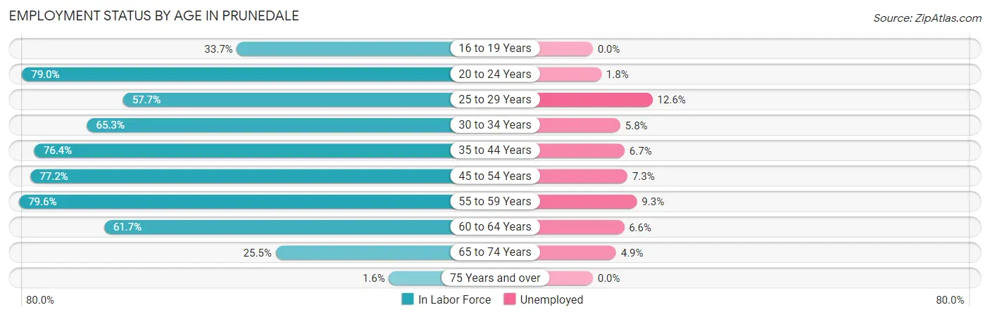 Employment Status by Age in Prunedale
