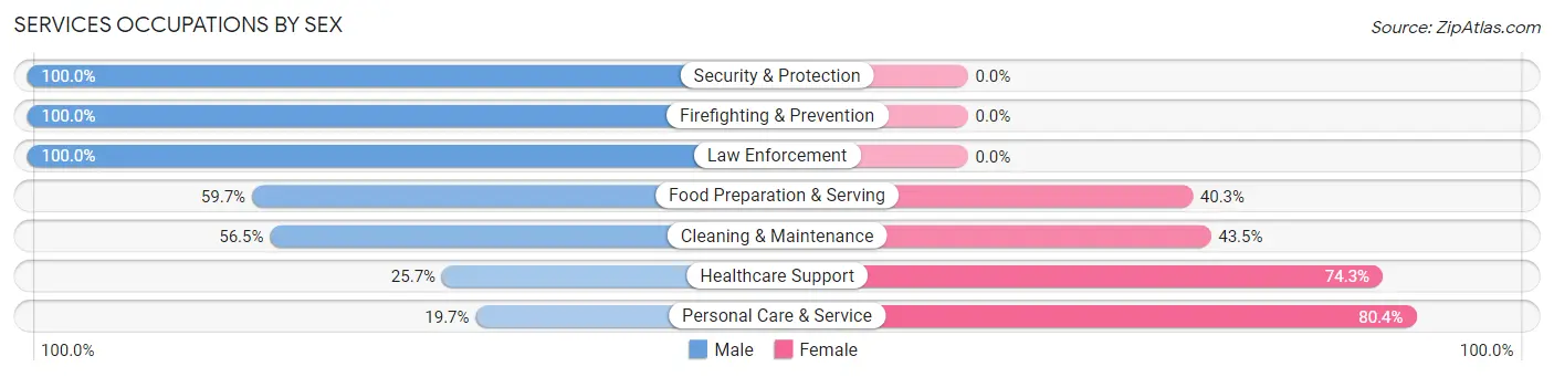 Services Occupations by Sex in Redondo Beach