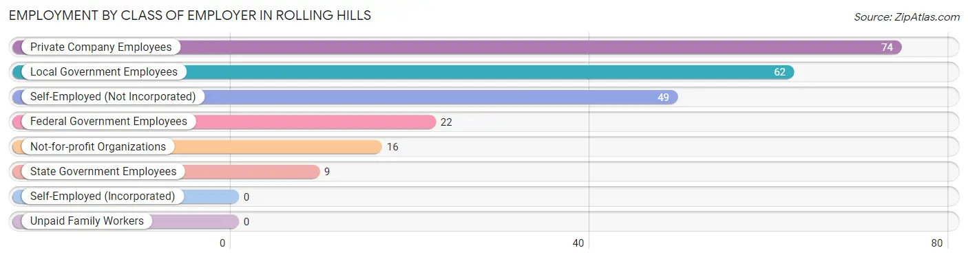 Employment by Class of Employer in Rolling Hills