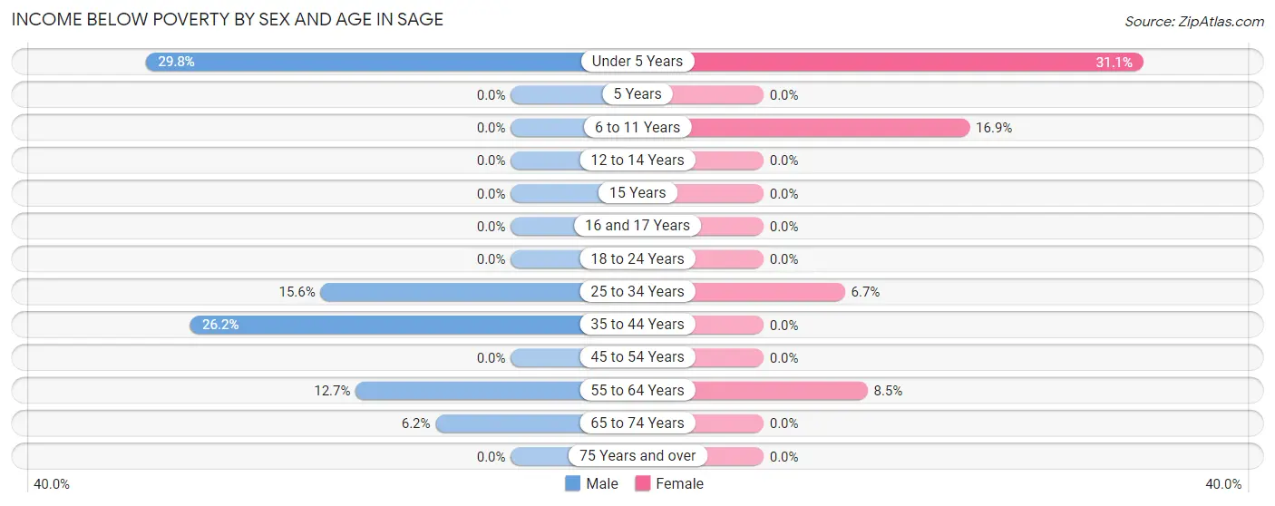 Income Below Poverty by Sex and Age in Sage