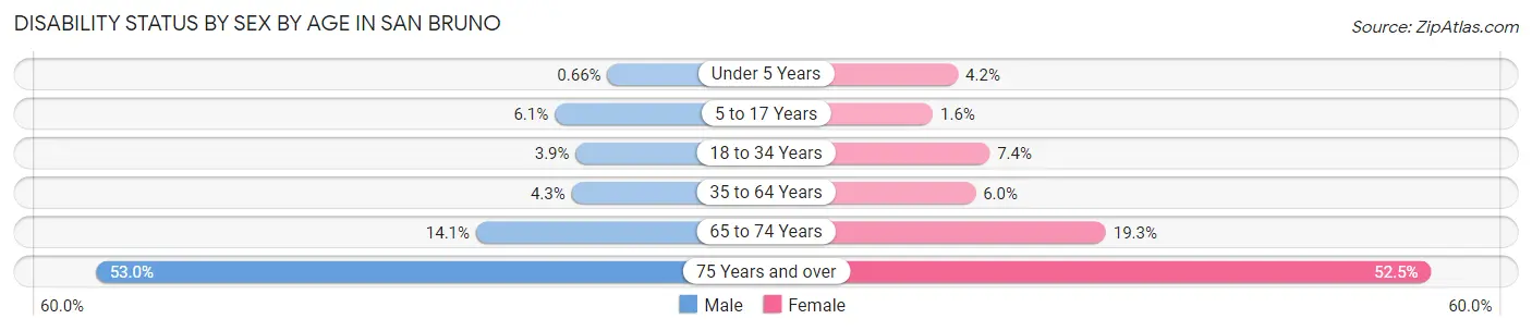 Disability Status by Sex by Age in San Bruno
