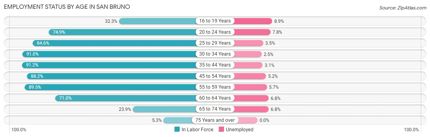 Employment Status by Age in San Bruno