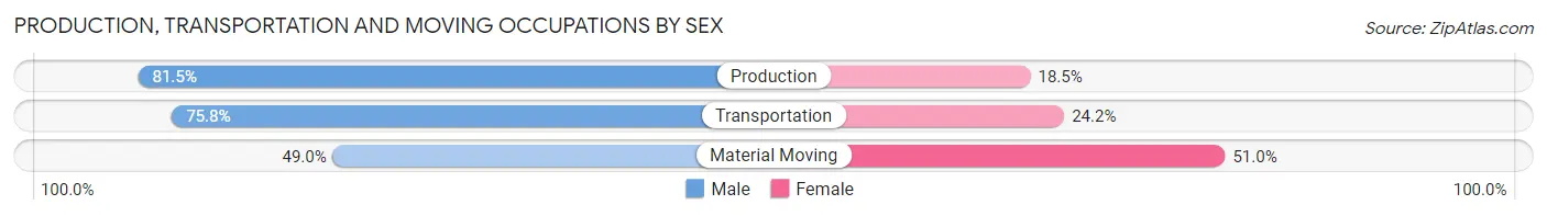 Production, Transportation and Moving Occupations by Sex in San Bruno