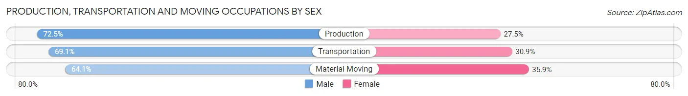 Production, Transportation and Moving Occupations by Sex in Santa Cruz