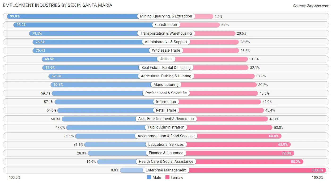 Employment Industries by Sex in Santa Maria