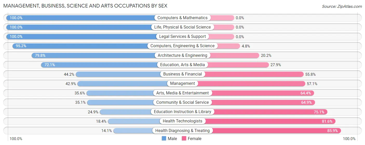 Management, Business, Science and Arts Occupations by Sex in Saranap