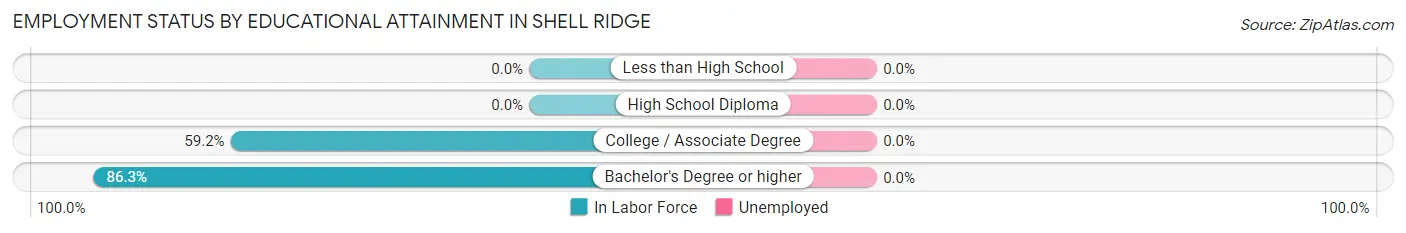 Employment Status by Educational Attainment in Shell Ridge