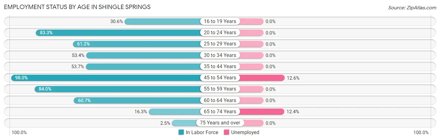 Employment Status by Age in Shingle Springs