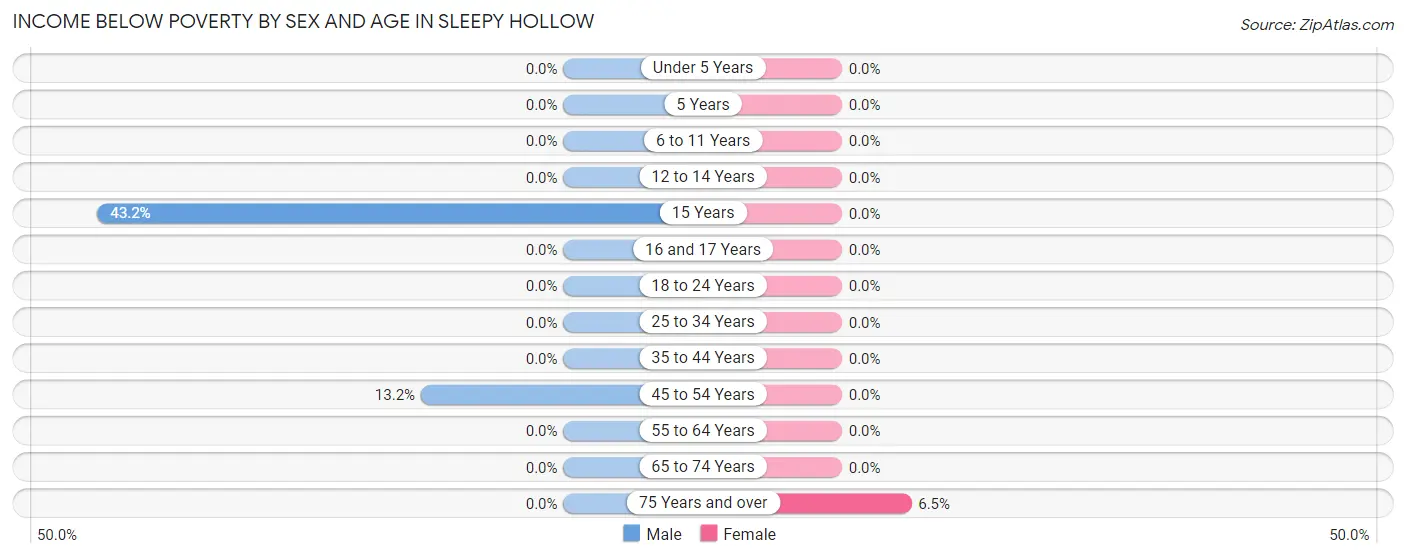 Income Below Poverty by Sex and Age in Sleepy Hollow