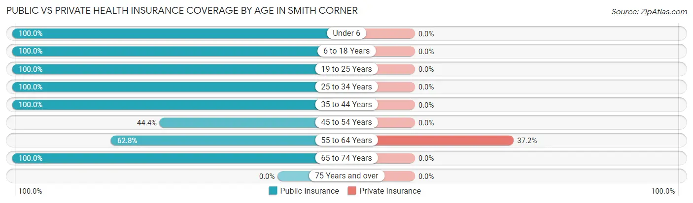 Public vs Private Health Insurance Coverage by Age in Smith Corner