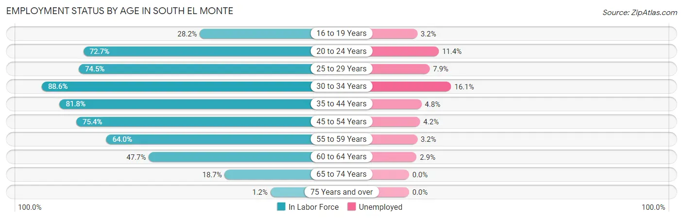 Employment Status by Age in South El Monte