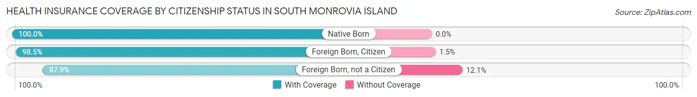 Health Insurance Coverage by Citizenship Status in South Monrovia Island