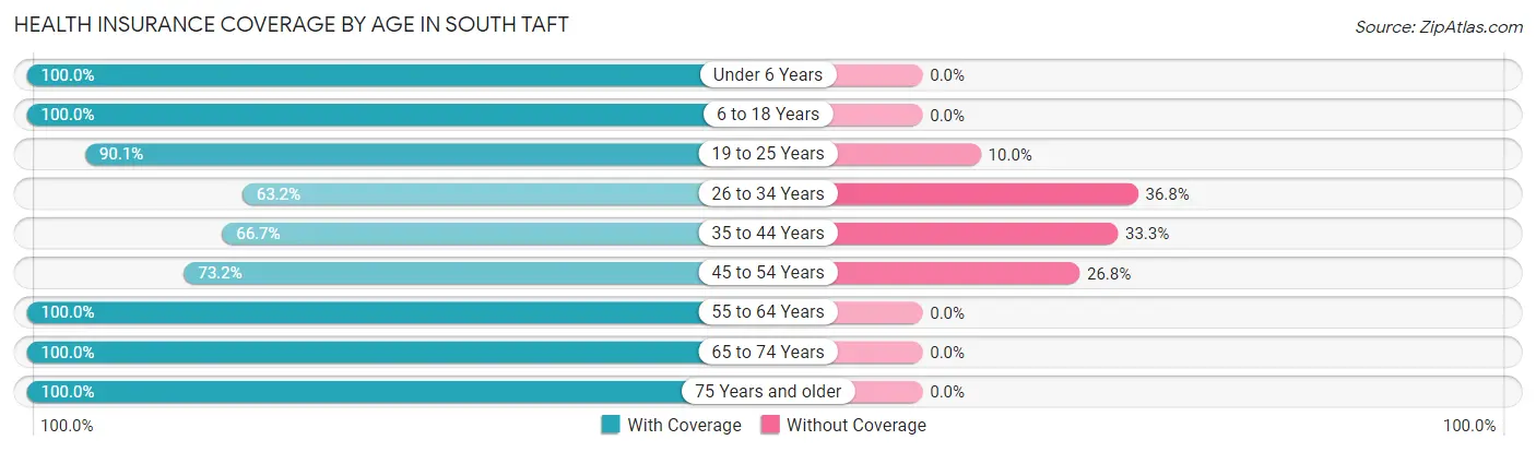 Health Insurance Coverage by Age in South Taft