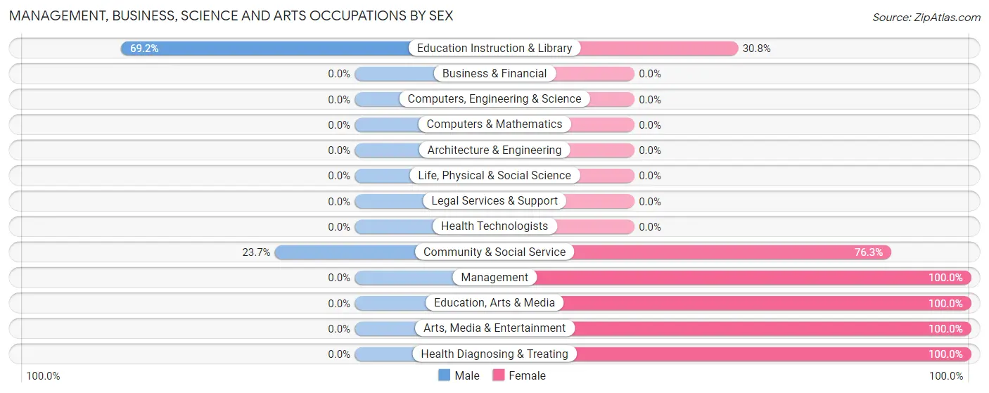 Management, Business, Science and Arts Occupations by Sex in South Taft