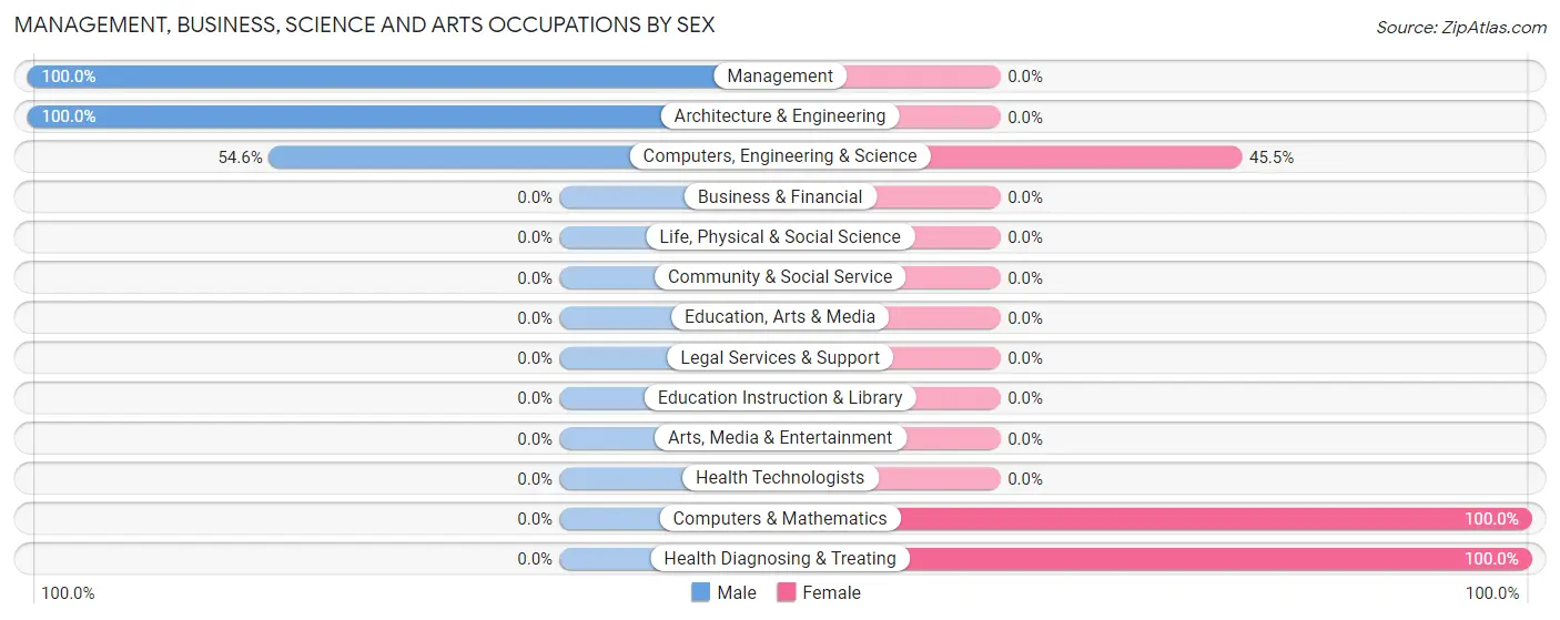 Management, Business, Science and Arts Occupations by Sex in Squirrel Mountain Valley