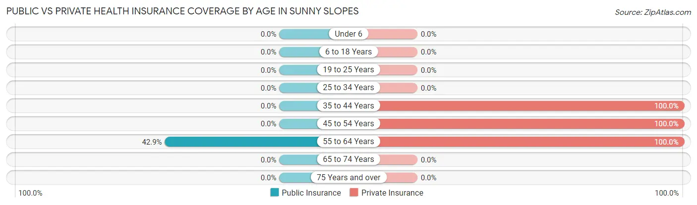 Public vs Private Health Insurance Coverage by Age in Sunny Slopes