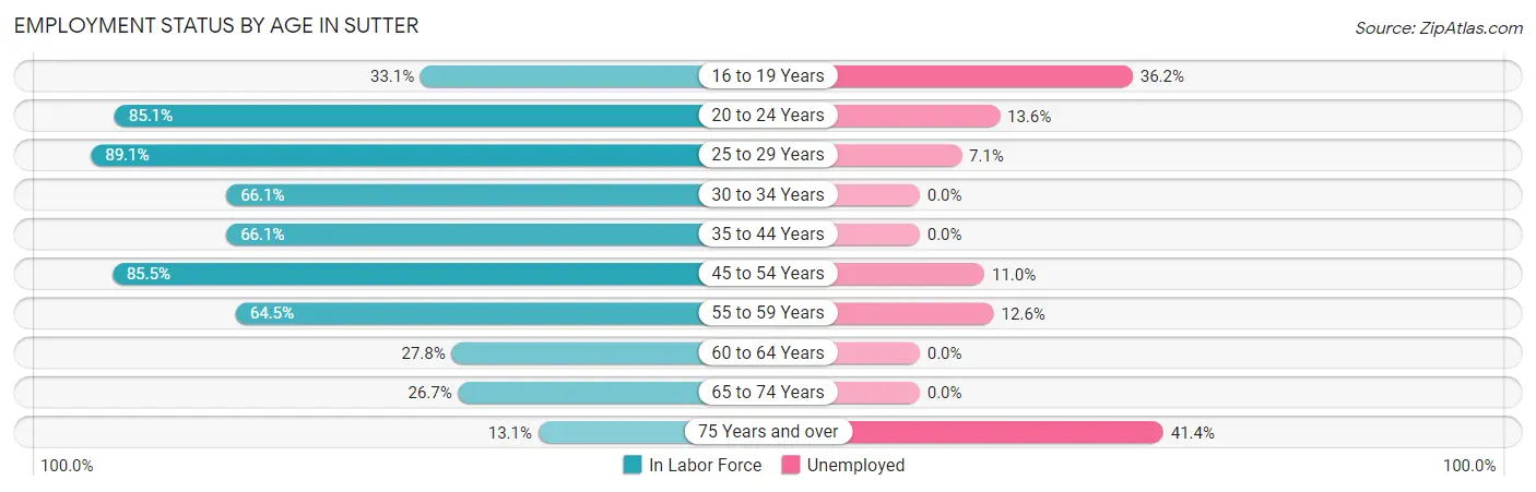 Employment Status by Age in Sutter