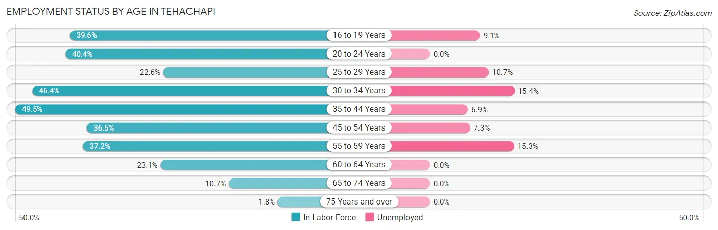Employment Status by Age in Tehachapi