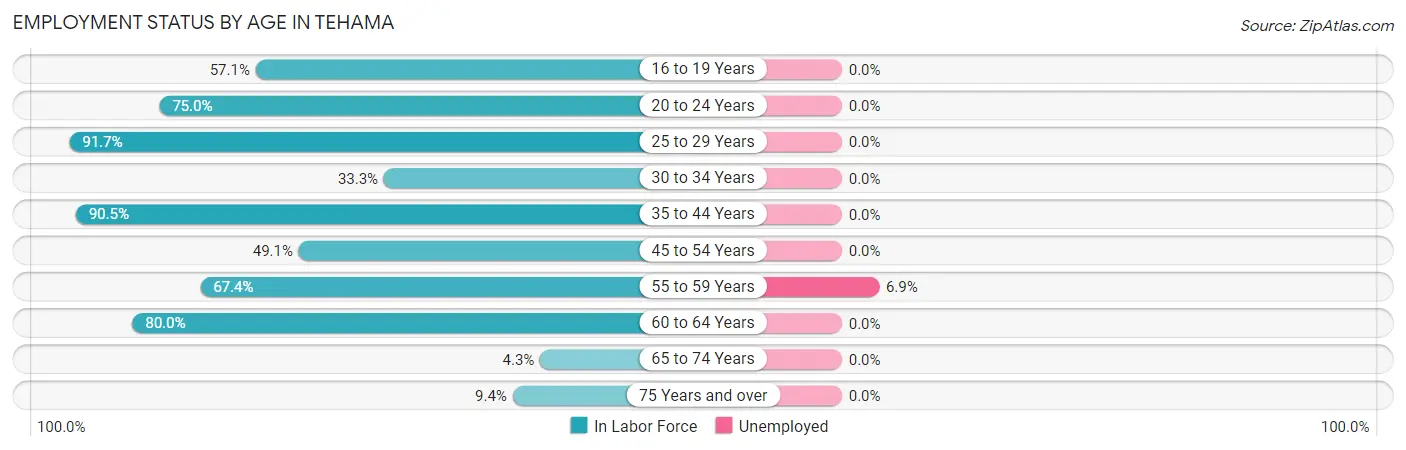 Employment Status by Age in Tehama
