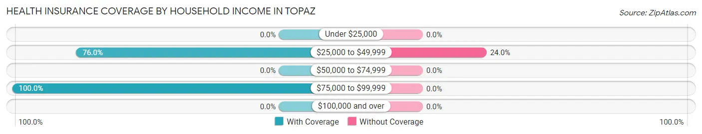 Health Insurance Coverage by Household Income in Topaz