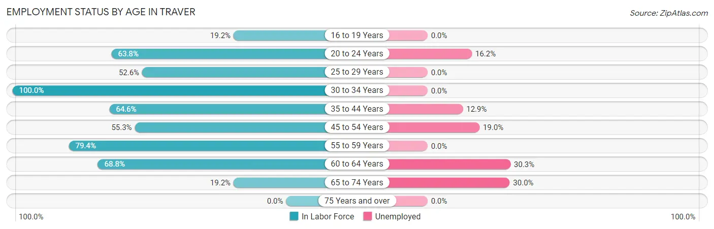 Employment Status by Age in Traver
