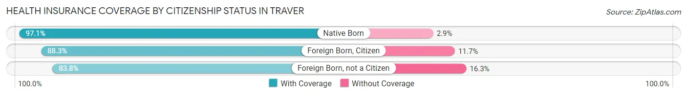 Health Insurance Coverage by Citizenship Status in Traver