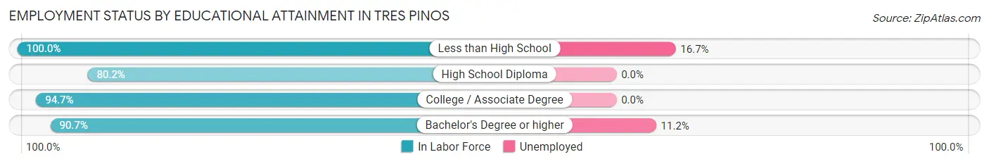 Employment Status by Educational Attainment in Tres Pinos