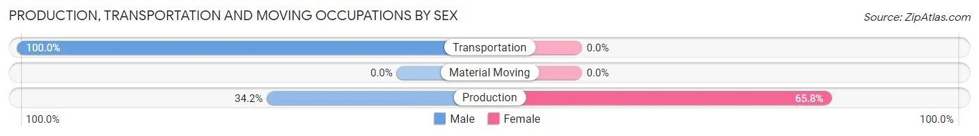 Production, Transportation and Moving Occupations by Sex in Tres Pinos