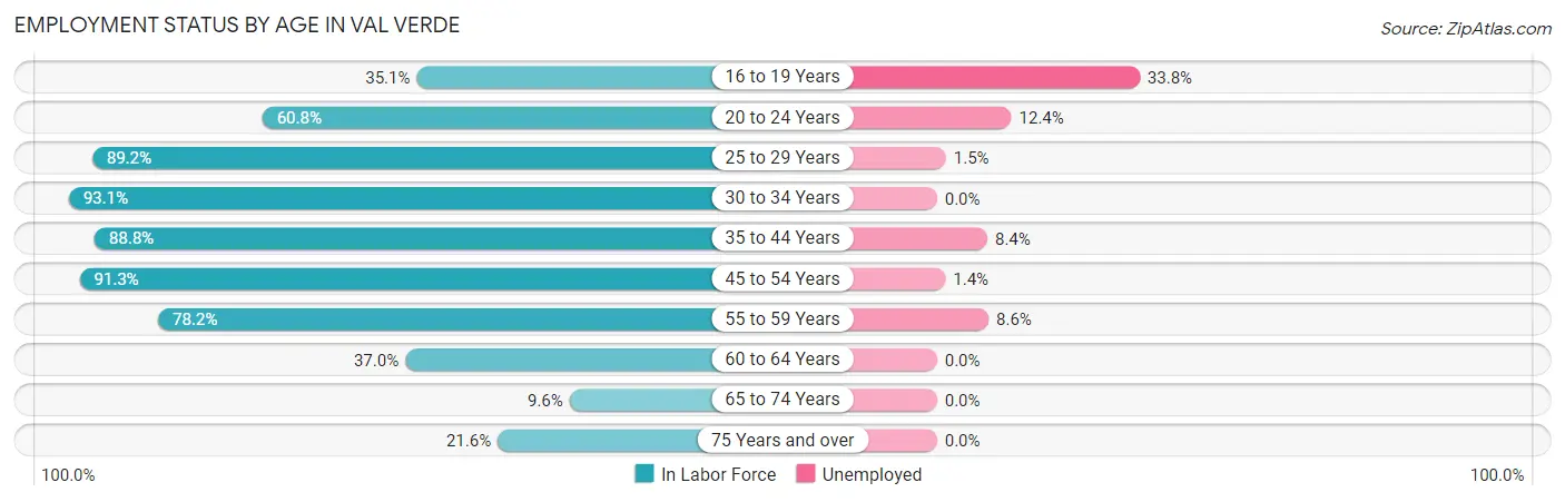 Employment Status by Age in Val Verde