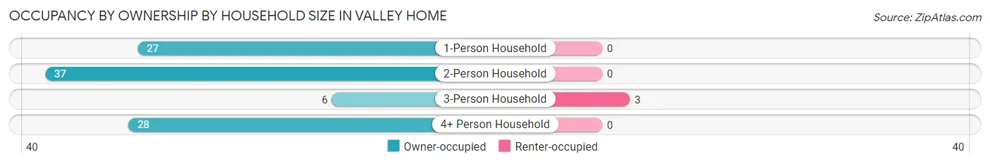 Occupancy by Ownership by Household Size in Valley Home
