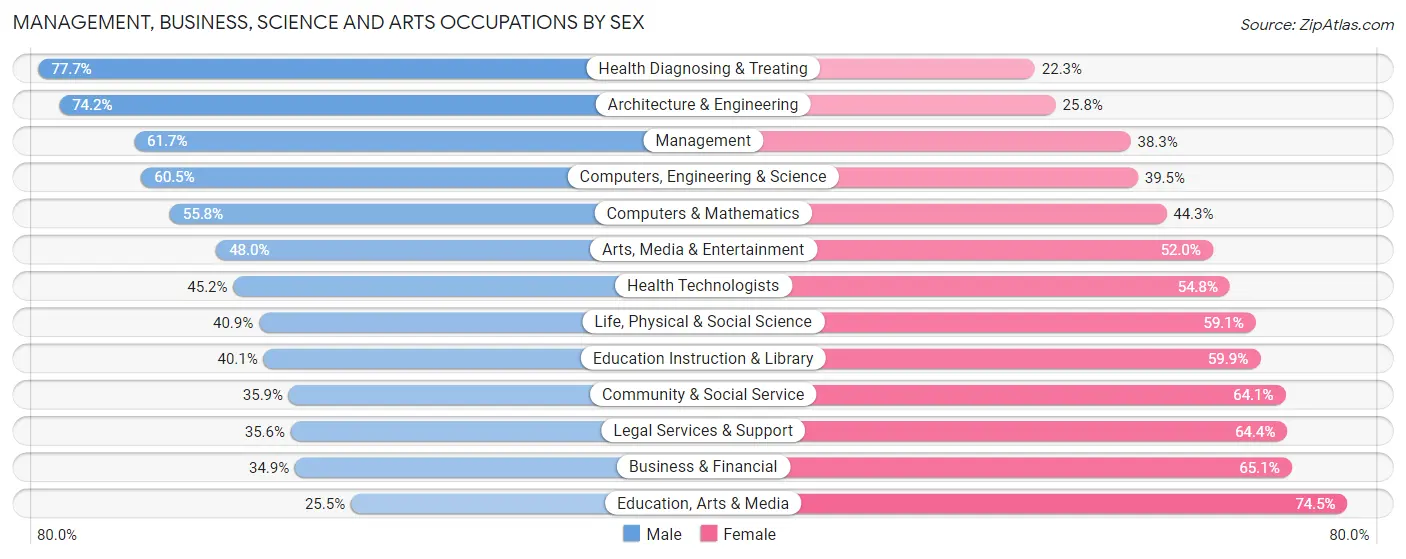 Management, Business, Science and Arts Occupations by Sex in View Park Windsor Hills