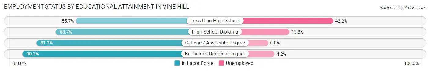 Employment Status by Educational Attainment in Vine Hill