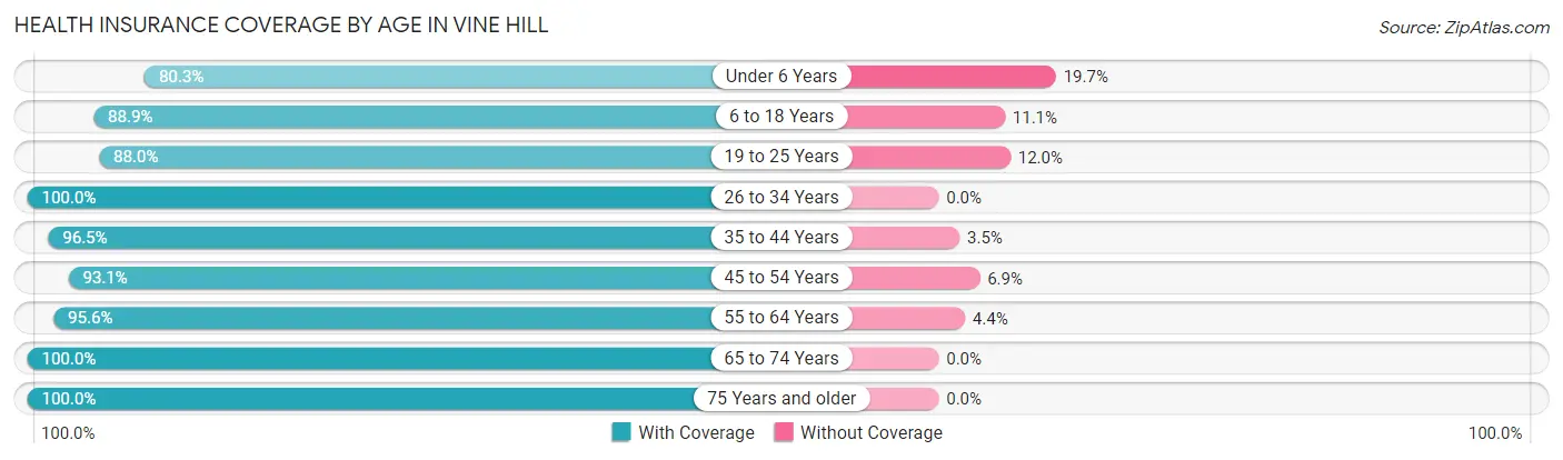 Health Insurance Coverage by Age in Vine Hill
