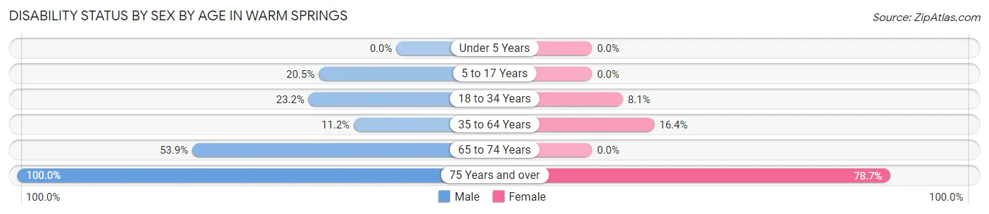 Disability Status by Sex by Age in Warm Springs
