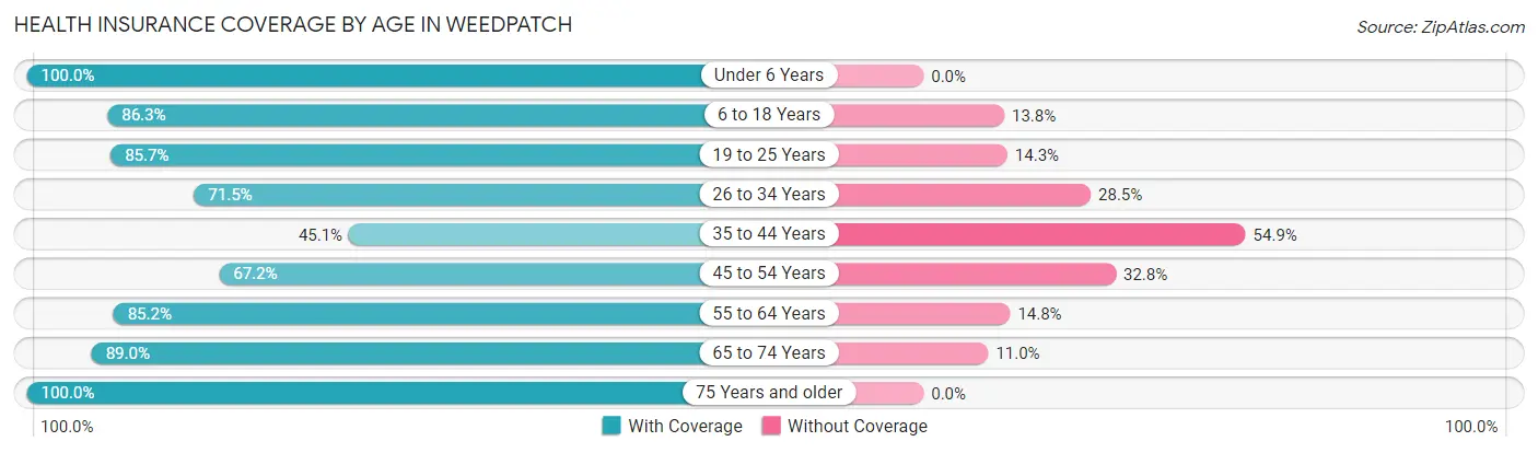 Health Insurance Coverage by Age in Weedpatch
