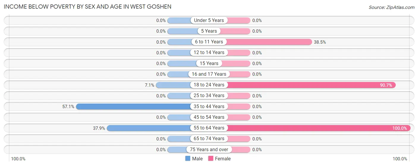 Income Below Poverty by Sex and Age in West Goshen