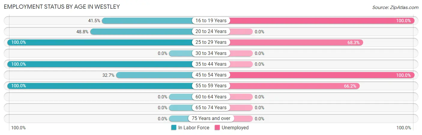Employment Status by Age in Westley