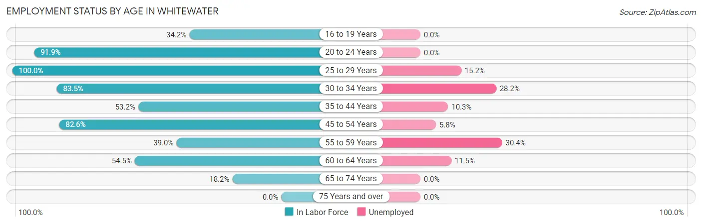 Employment Status by Age in Whitewater