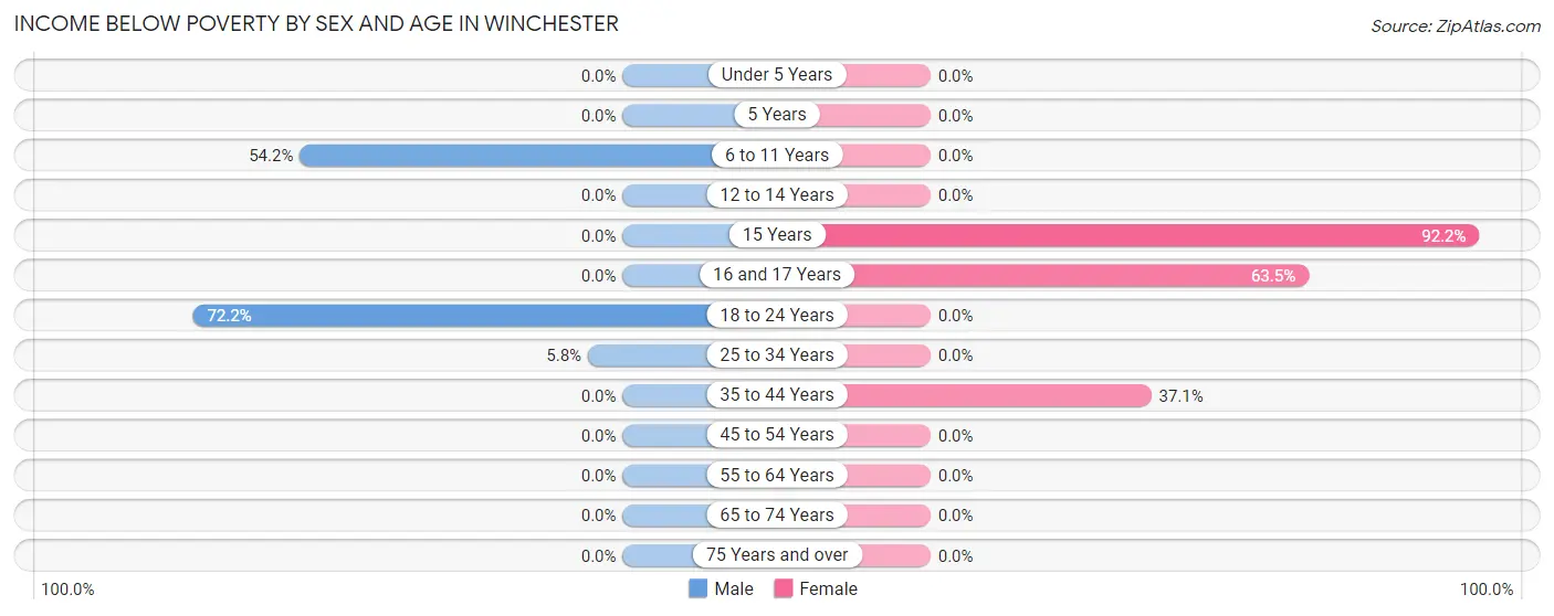 Income Below Poverty by Sex and Age in Winchester