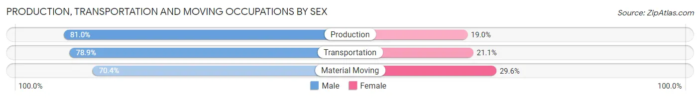 Production, Transportation and Moving Occupations by Sex in Windsor